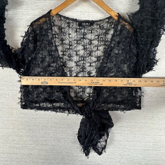 Akira Womens L Sheer Lace Black Cover Jacket Whimsigoth Victorian Boho Baddie - Picture 9 of 11